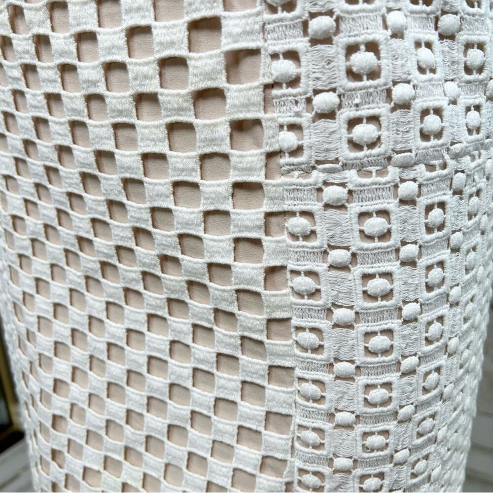 Tibi Sonoran Sleeveless Eyelet Shift Dress Size 0 Ivory Overlay Neutral Cotton - Picture 8 of 15